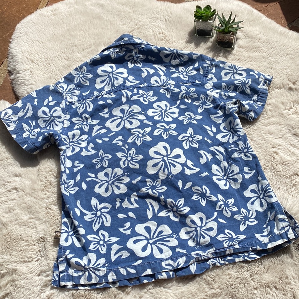 Blue Floral Kids Button Down Shirt - Picture 2 of 7